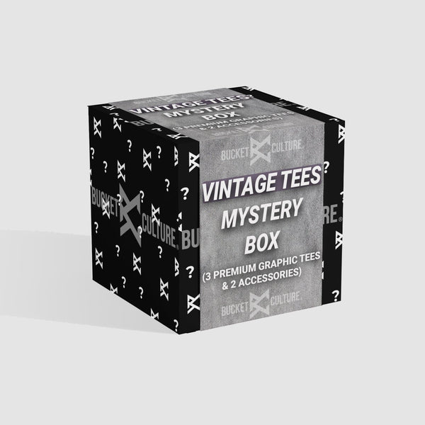 Vintage Tees Mystery Box Bundle (3 Premium Graphic Tees & 2 Accessories)